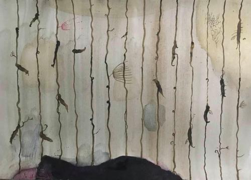 Wall paper with a green mouseplants - 2020